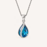 Goccia di Luce – Collana con zircone blu e finitura argentata