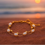 Rimah | Bracciale Dorato con Perle